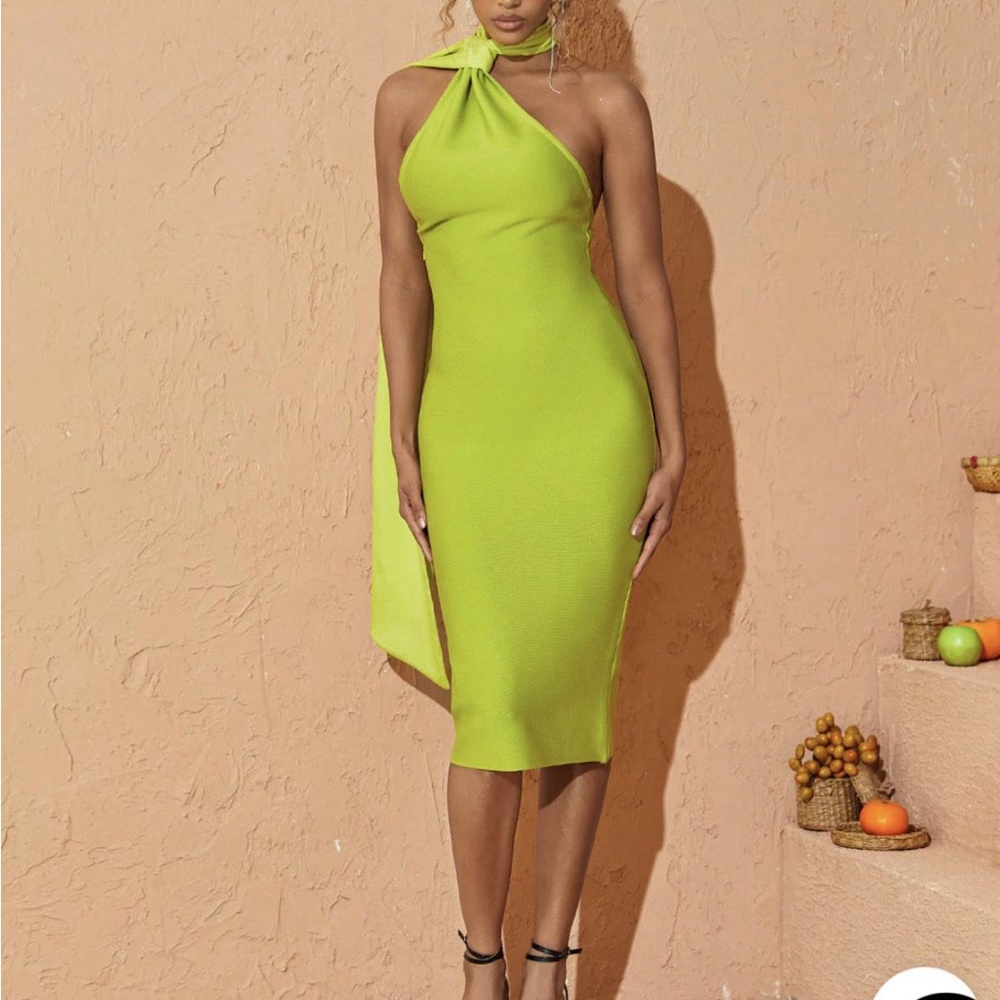 Kinga halter neck bandage midi dress